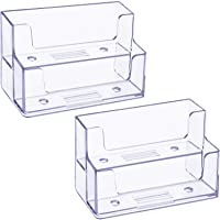 2 Pack Soporte de Tarjetas de Visita Transparente Organizador de Tarjetas de Plástico de 2 Niveles Tarjeteros para Hogar…